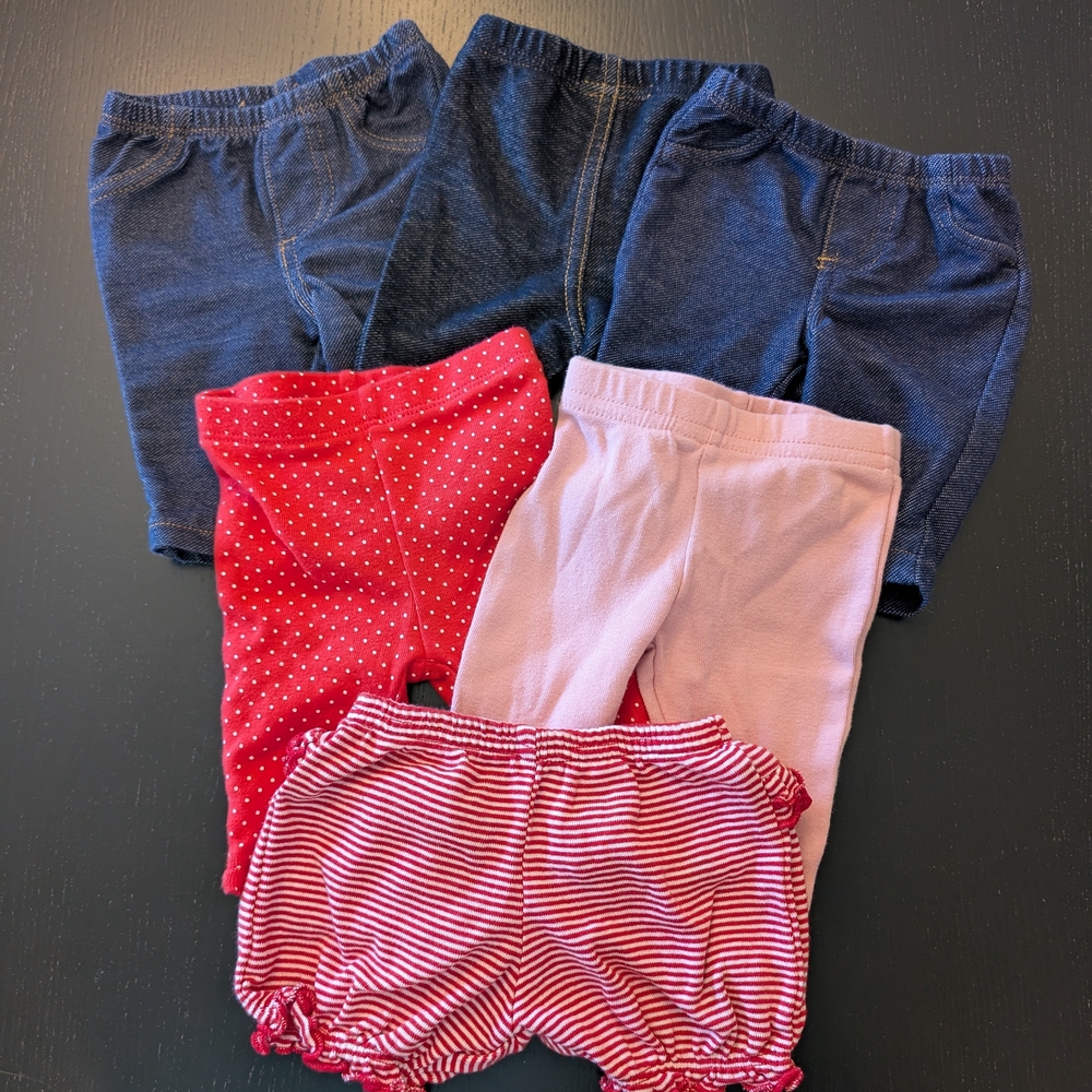 3 For $18 Carter's Red and White Striped Baby Shorts